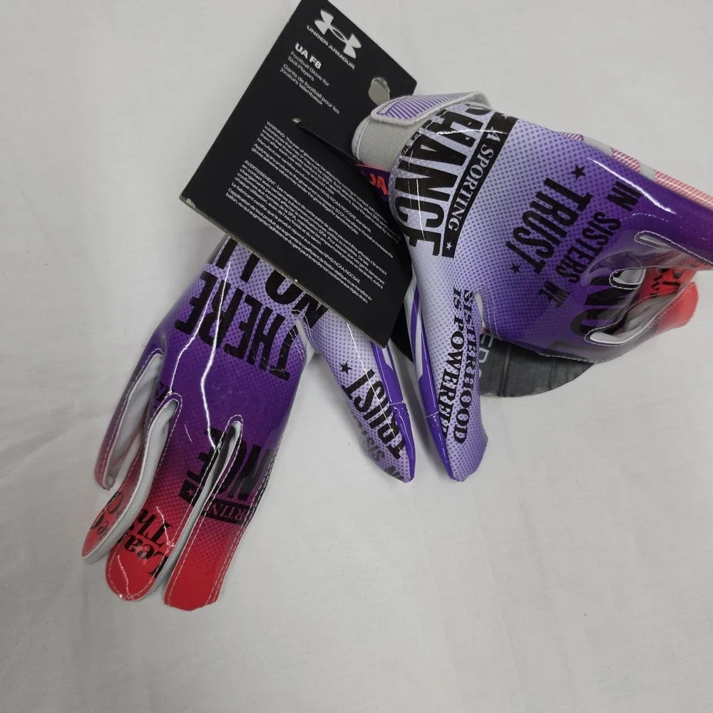 Under Armour UA F8 GlueGrip Football Glove Purple Pink Skill Women's Size XL
